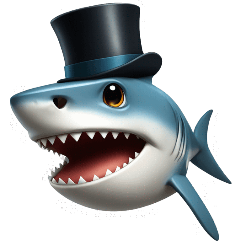 Shark with a top hat emoji