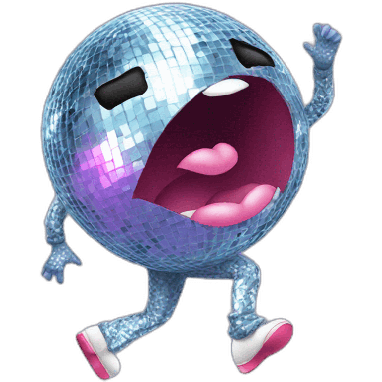 big lips with legs dancing with a disco ball emoji