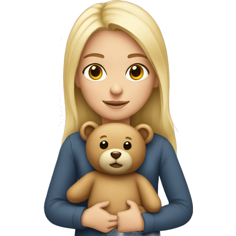 Blonde girl holding a teddy bear emoji