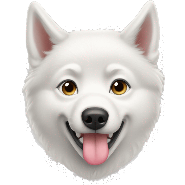 a white husky making a kissy face emoji