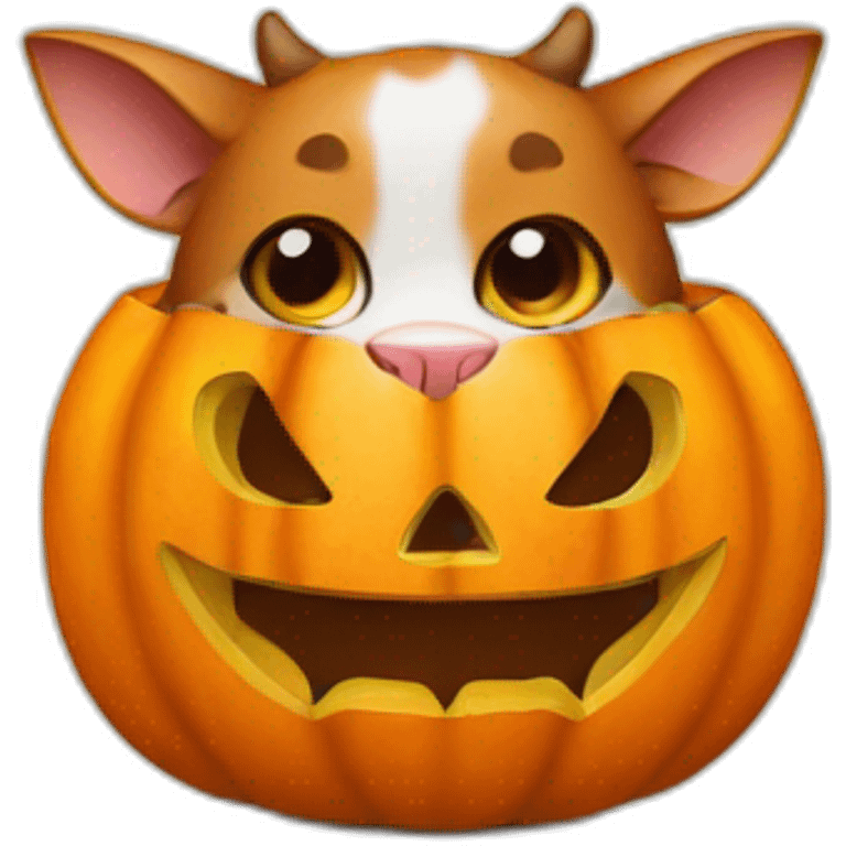 cat-cow hybrid in a pumpkin emoji