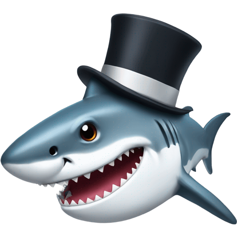 Shark with a top hat emoji