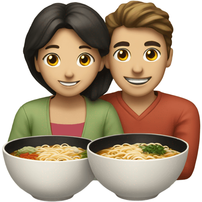 Man and women eating ramen  emoji