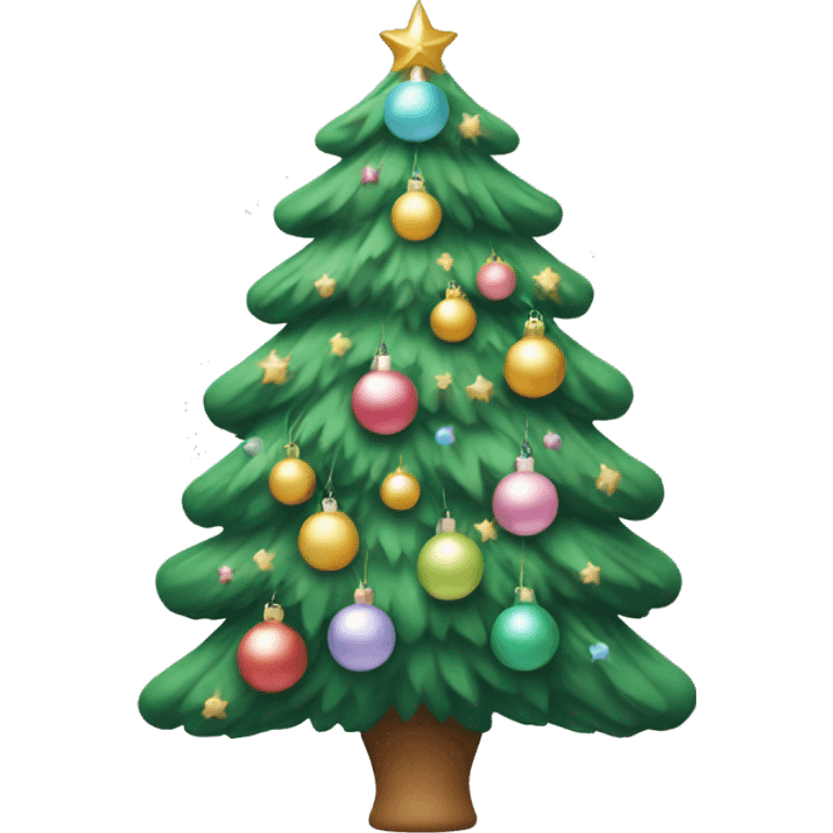 Christmas tree with pastel ornaments emoji