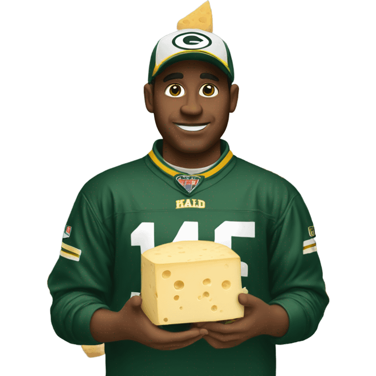 Packer cheese head holding eagle emoji