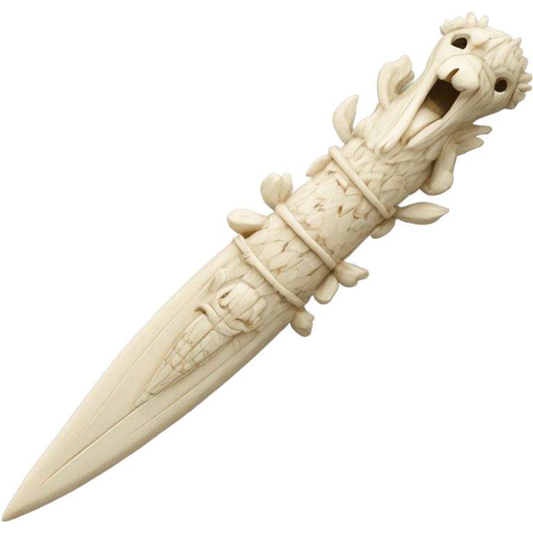 Ivory spear engraved with animals emoji