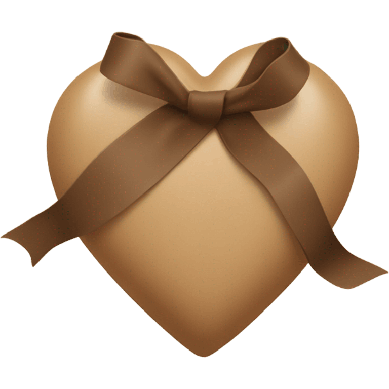 A beige heart wrapped in a thick brown ribbon. Plump. No face. Simple. emoji