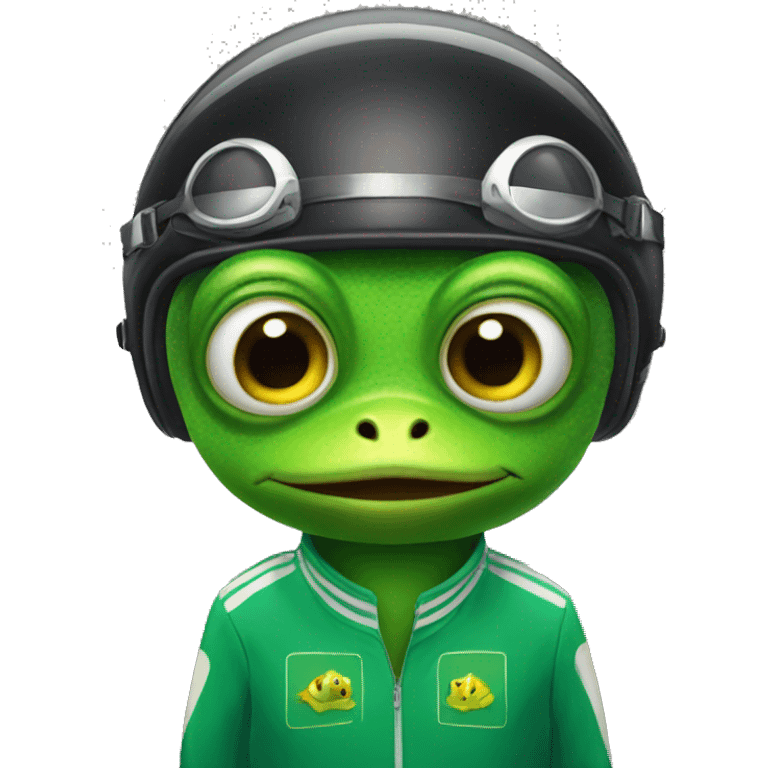 Frog in Track Driver emoji