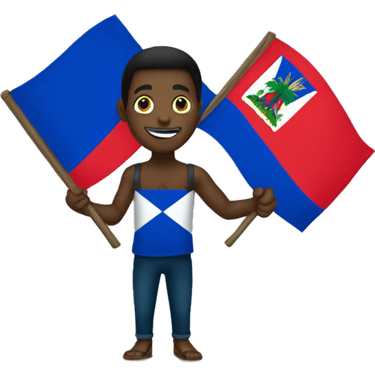 Haitian holding a Haitian flag emoji