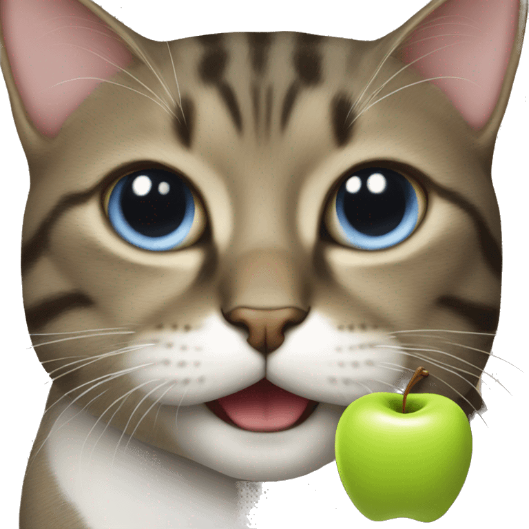 Cat with apple in its mouth emoji