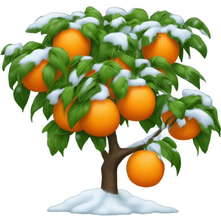 orange tree covered in snow emoji