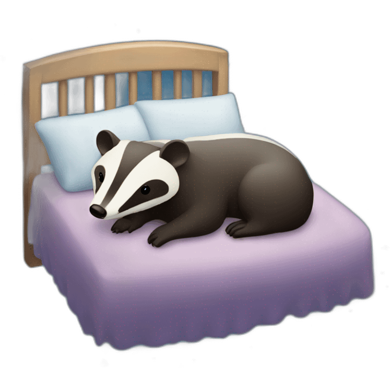 Badger with a nightcap on in a bed with sky full of stars emoji