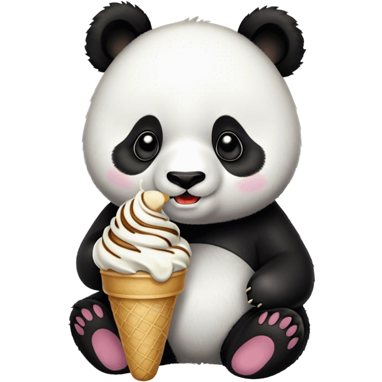 Panda eating ice cream emoji