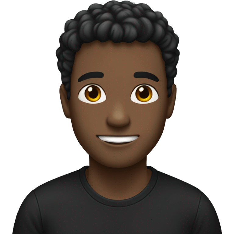 A slightly dark-skinned adult with black hair and a black T-shirt emoji