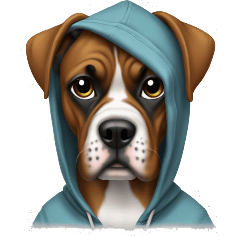 Boxer dog wearing hoodie emoji