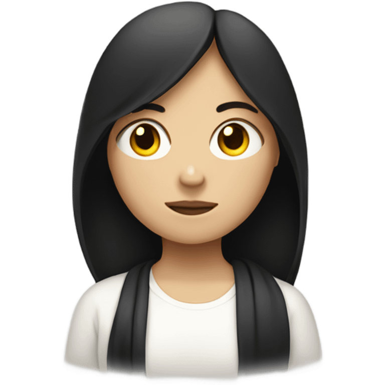 young white girl with black hair meditating emoji