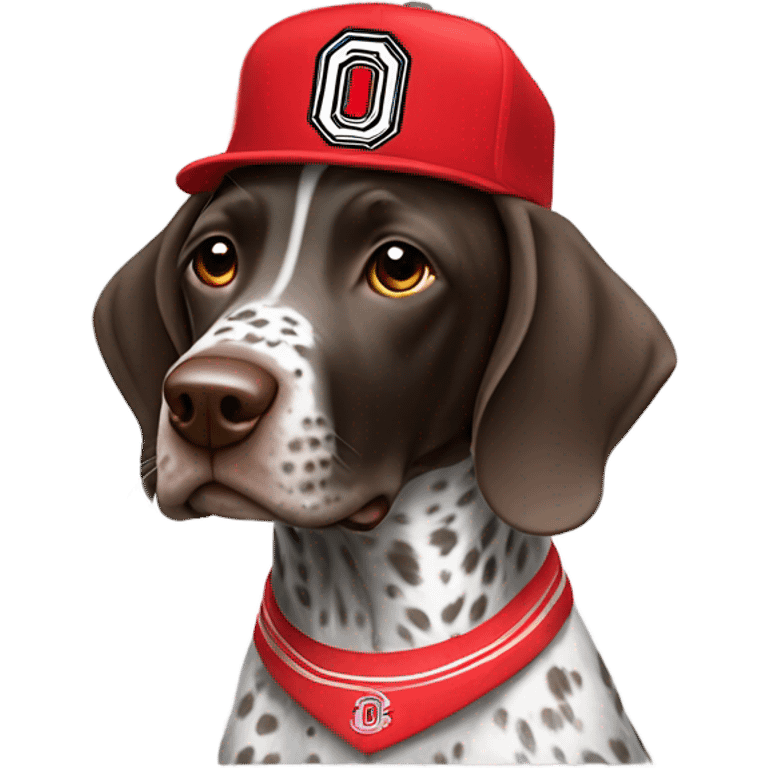 German shorthaired pointer with a Ohio state hat emoji