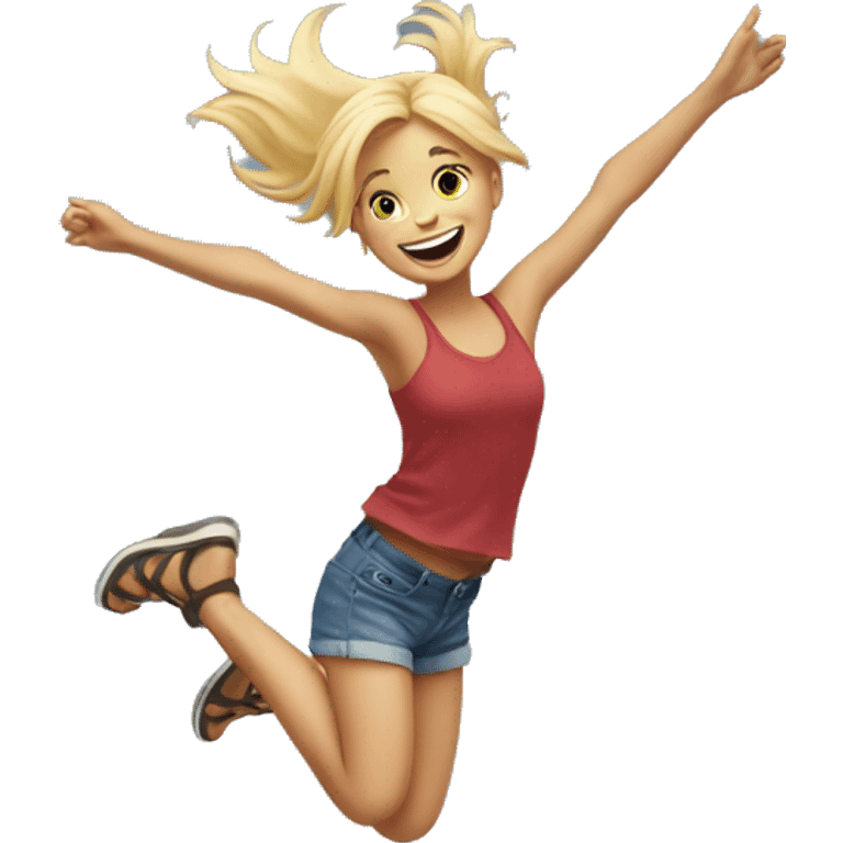 Blonde girl jumping for joy emoji