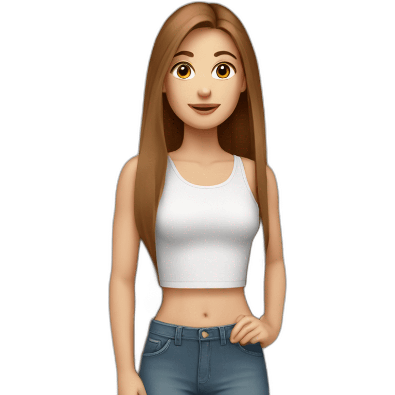 white-girl-with-long-straight-brown-hair-wearing-crop-top emoji