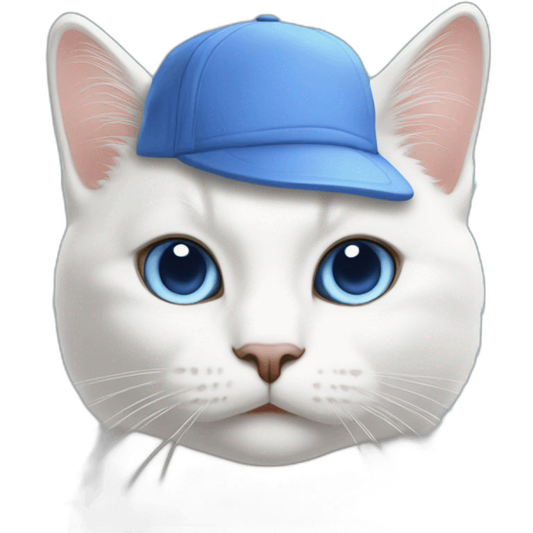 White cat in blue cap On which it is written that I am an Aztist emoji