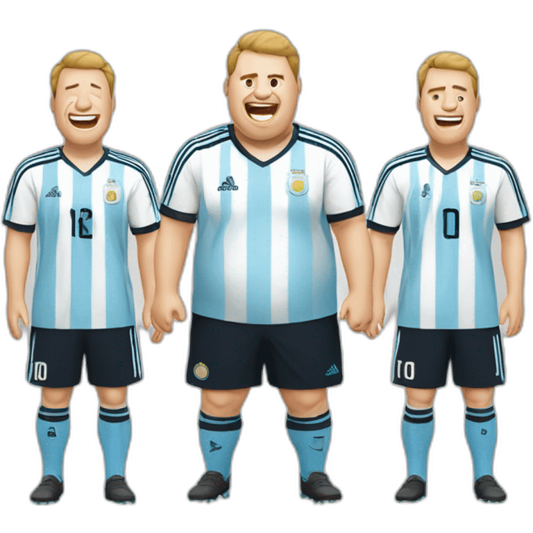 Laughing Tears white man. Obese. argentina soccer uniform. laughing tears emoji