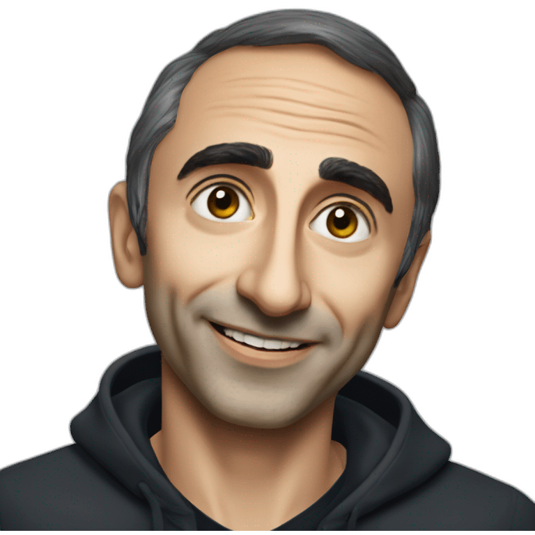 Eric Zemmour taking a selfie with a black person emoji