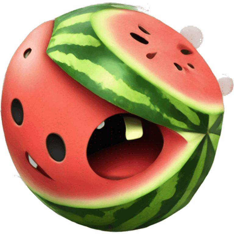 pacman eating watermelon emoji