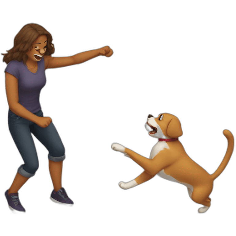 cat fight with dog emoji