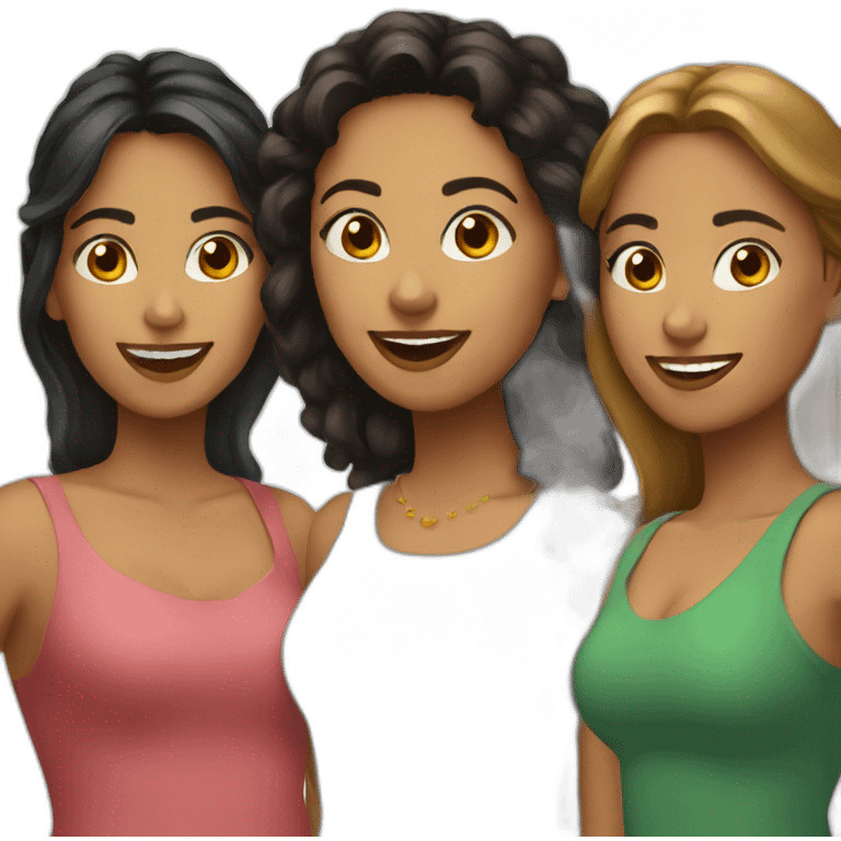 3 latin female friends emoji