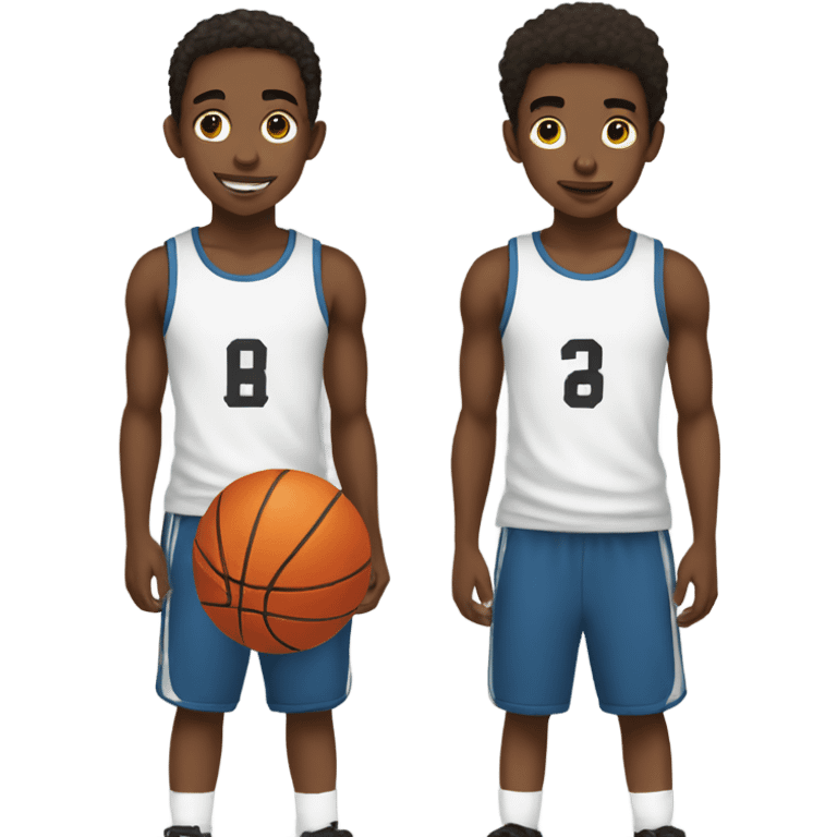 Teen twin boys with basketball and tank tops  emoji