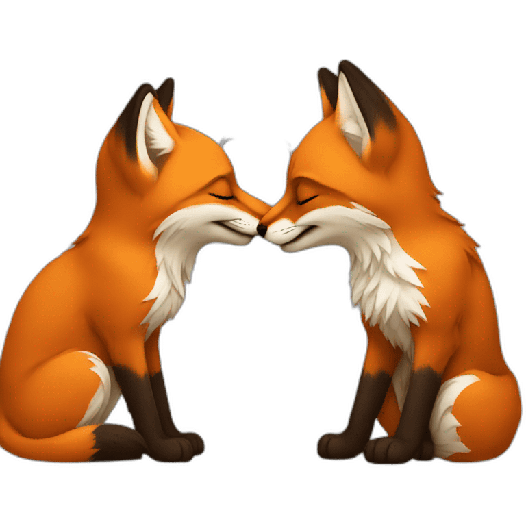 Fox kissing another fox emoji