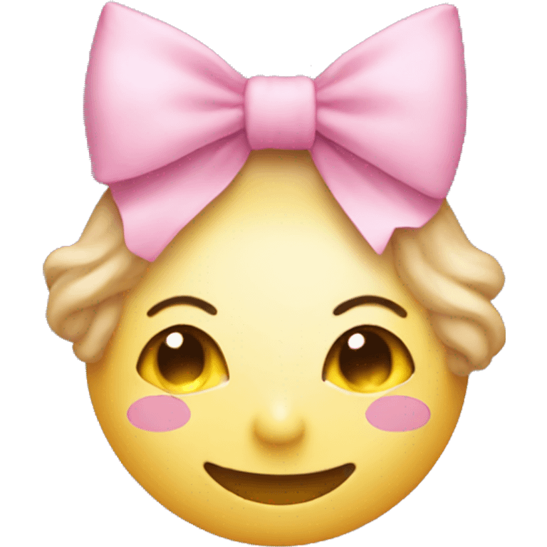 smile moon with pink bow on head  emoji