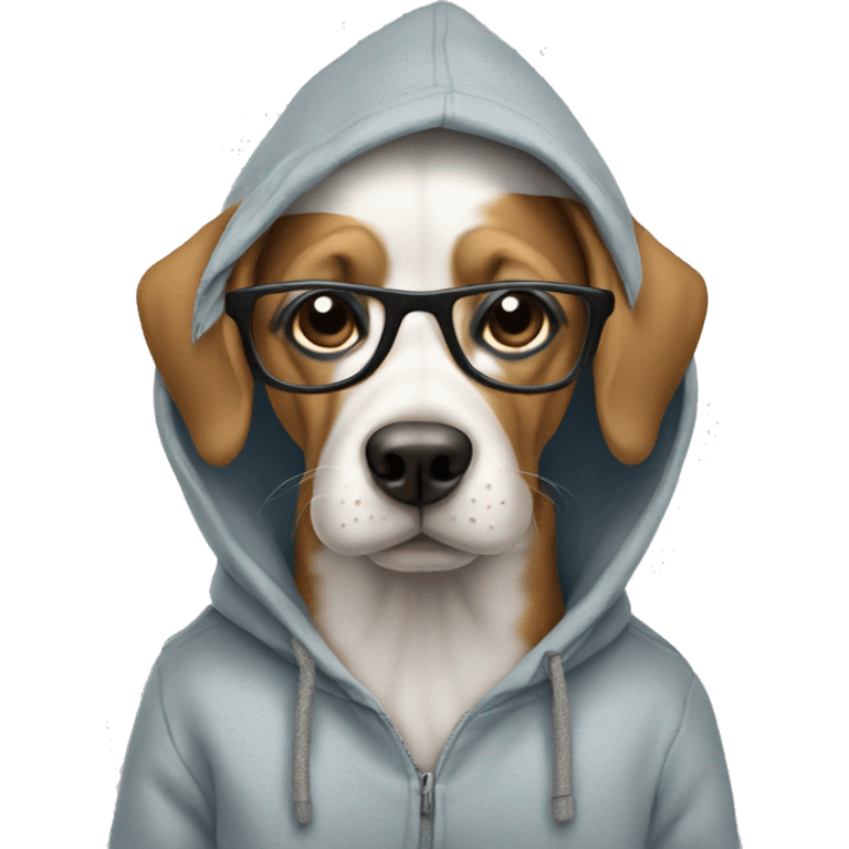 dog with a hoodie and glasses  emoji