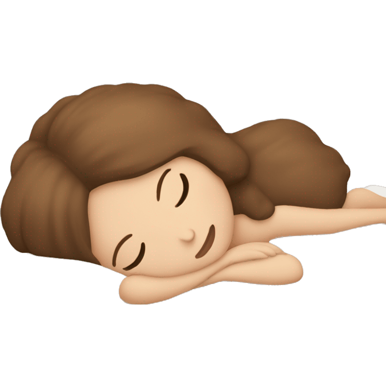 white girl with brown hair sleeping in bed  emoji