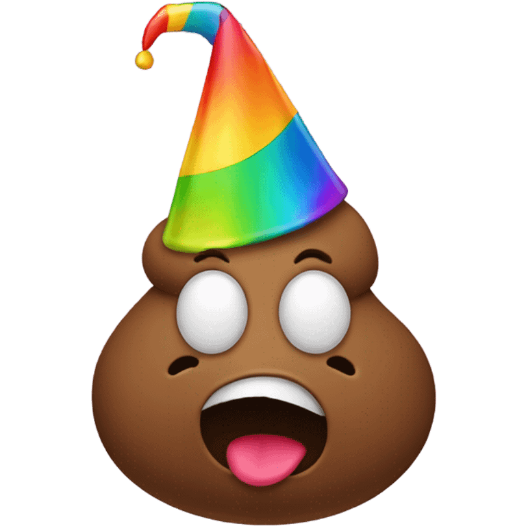 poop emoji with party hat emoji