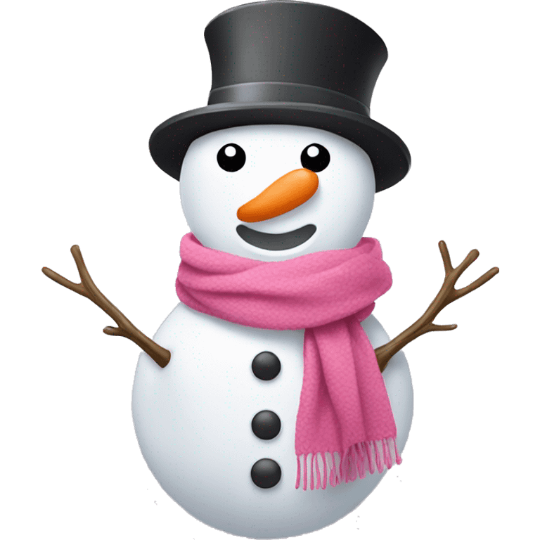 Snowman wearing a pink scarf  emoji