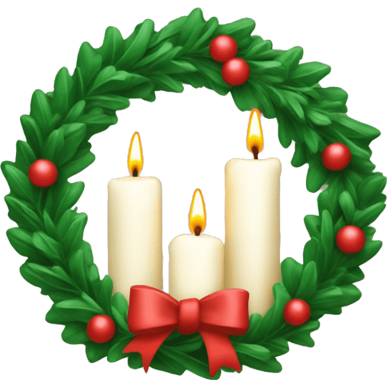 3 candle with christmas wreath emoji