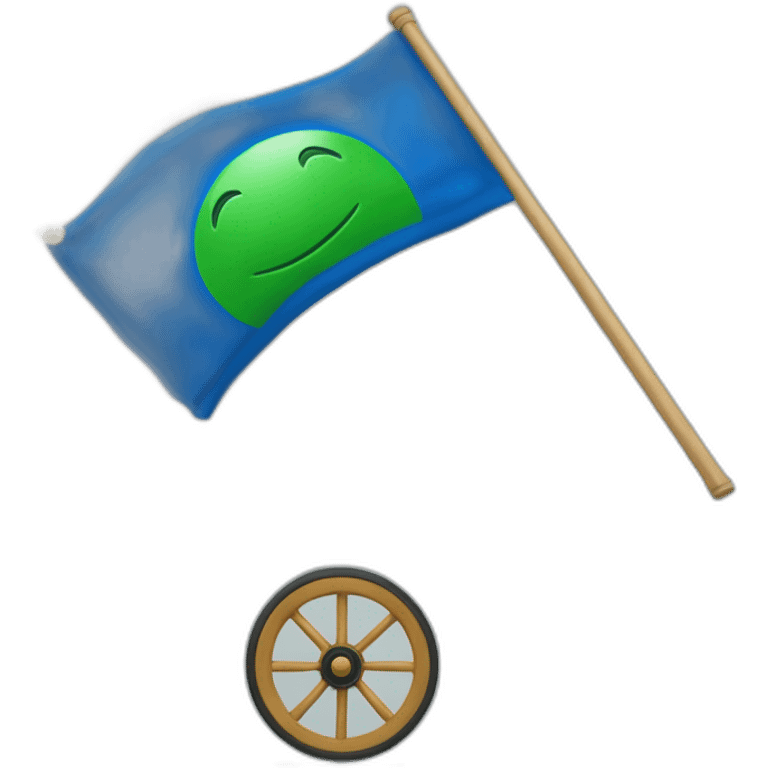 Drapeau avec du bleu en haut du vert en bas et une roue au millieu emoji