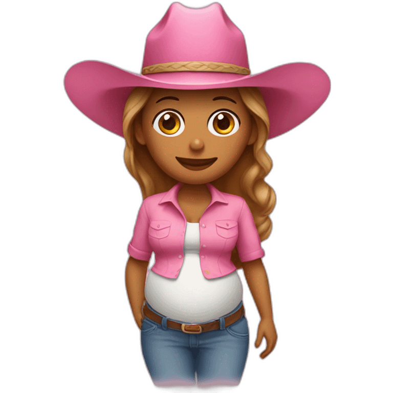 Pregnant woman with pink cowboy hat emoji