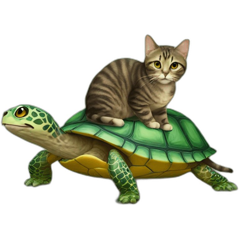 Cat on turtle emoji