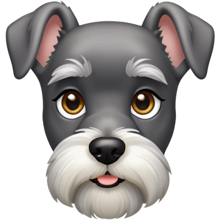 Cinematic Noble Miniature Schnauzer Portrait Emoji, Standing with a proud and stately demeanor, showcasing a sharply defined, salt-and-pepper fur with distinguished eyebrows and a confident, alert expression, simplified yet exquisitely detailed, glowing with a refined, dignified radiance, high shine, exuding intelligence and classic noble charm, soft glowing outline, capturing the essence of a noble Miniature Schnauzer that commands attention with effortless style! emoji