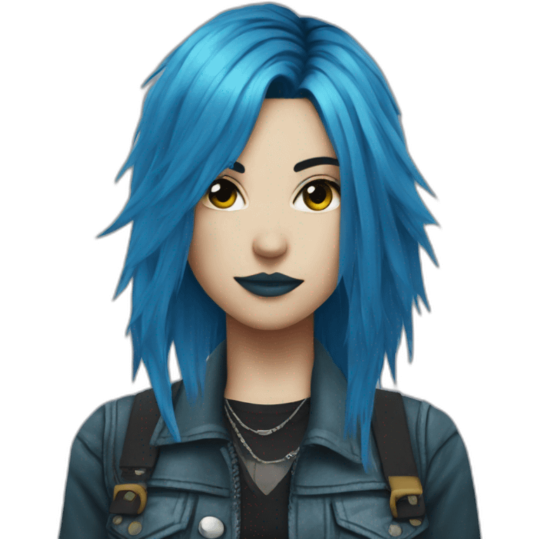 Blue hair punk girl emoji