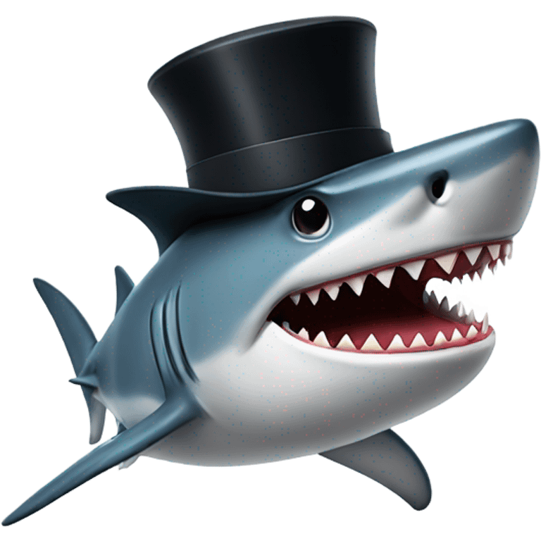 Shark with a top hat emoji