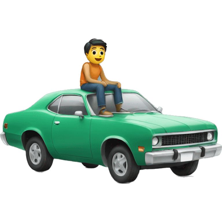 man sitting on top of car emoji