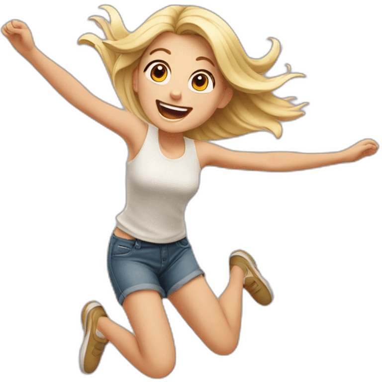 jumping happy blonde girl emoji