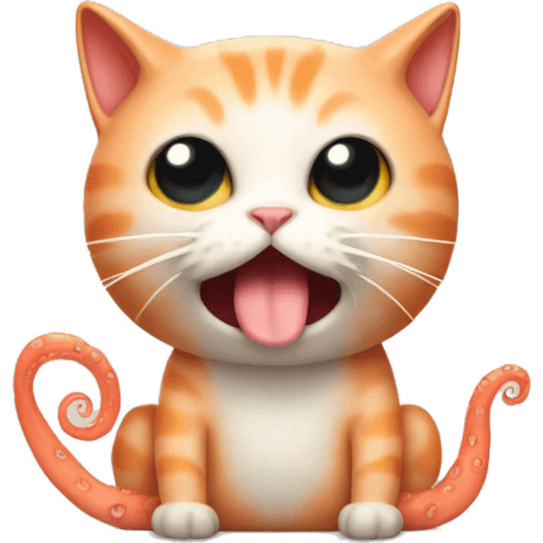 cat with peach color, pleading eye head with an octopus body  emoji