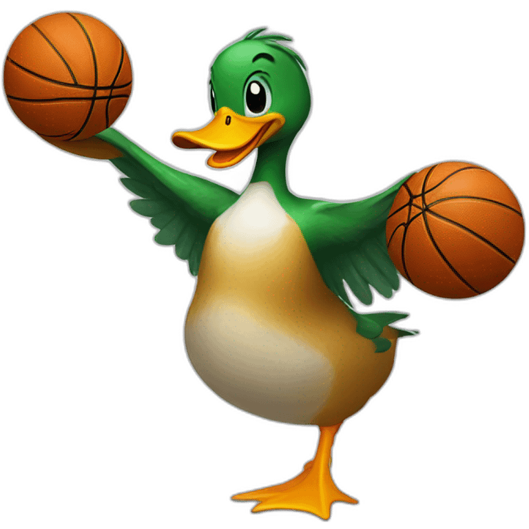 Duck playing basketball emoji