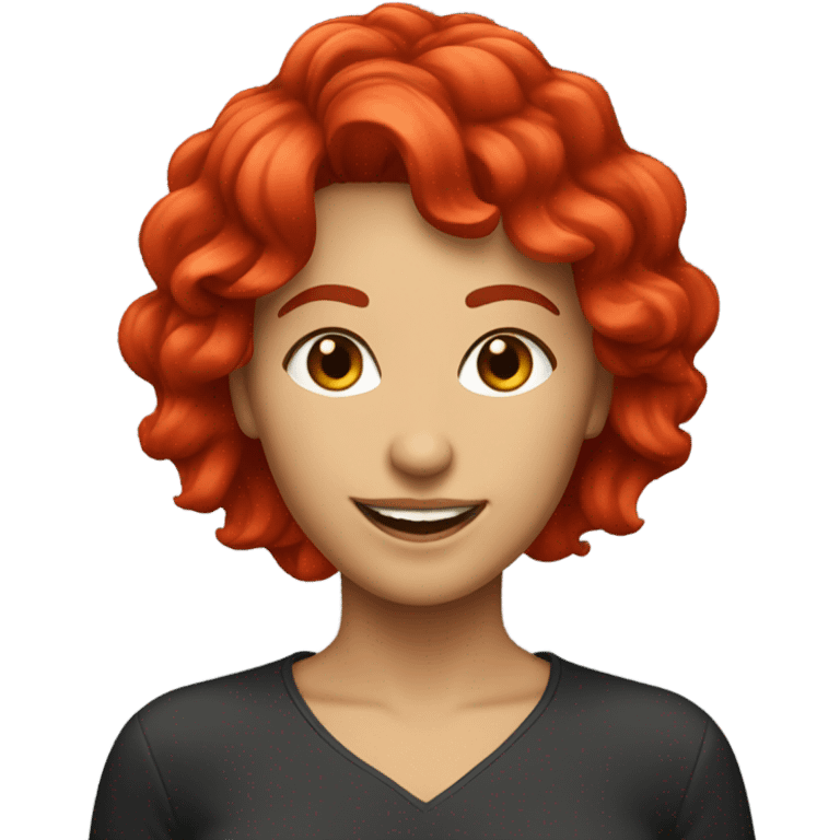 femme cheveux rouges court souriante emoji