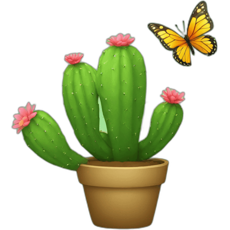 a cactus and a butterfly loving each other emoji