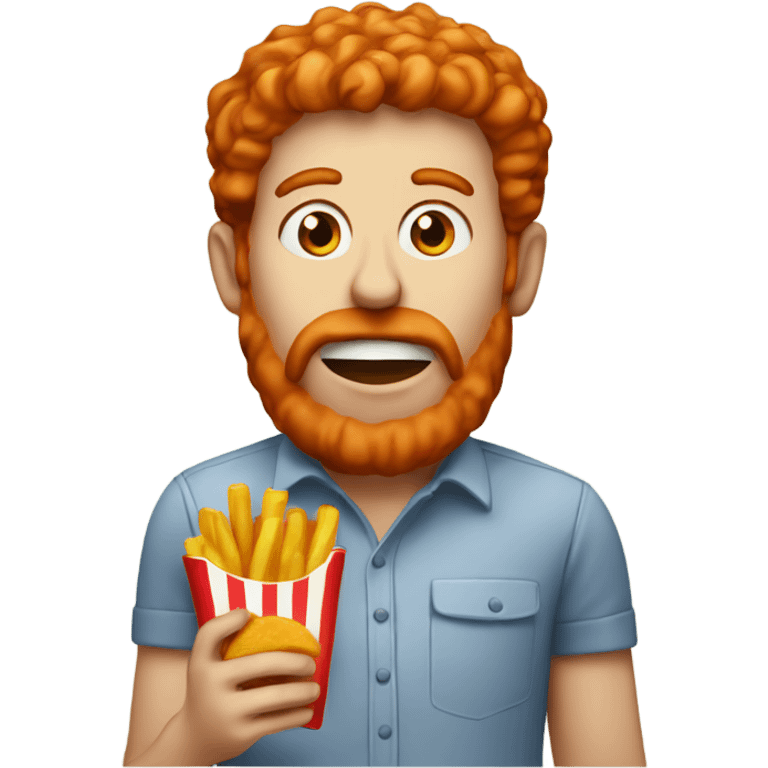 Red head man eating fries emoji